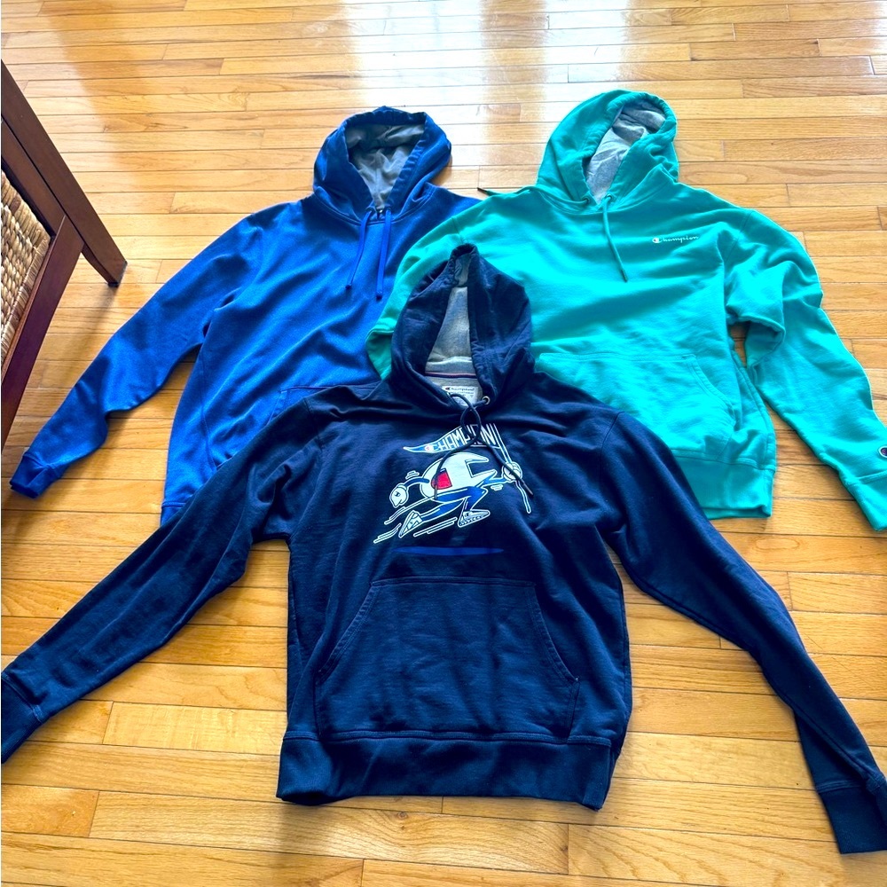 Champion Men's Navy, Blue, and Teal Sweaters size Medium you get all 3!!